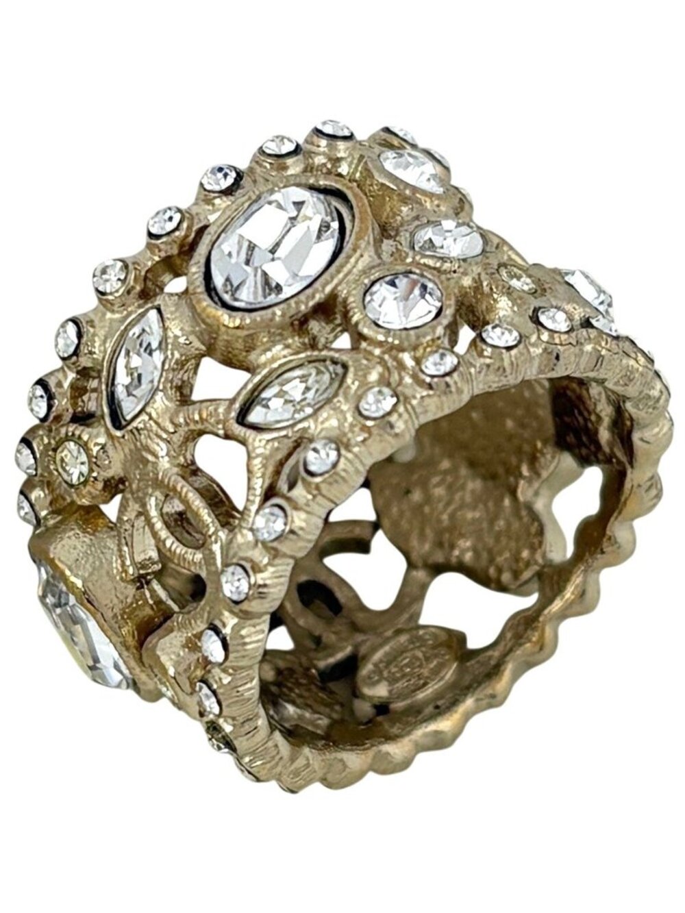Chanel CC Logo Line Ring Gold Plated